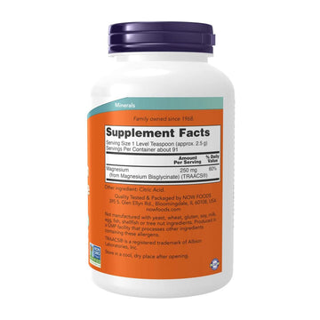 Now Foods Magnesium Bisglycinate Powder-250mg 227g 双甘氨酸镁粉 250毫克 227克