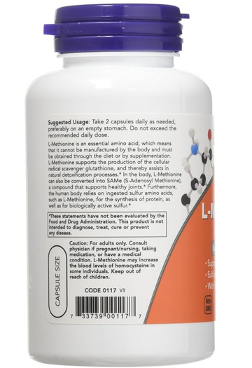 Now Foods L-Methionine 500 mg 100 Caps 蛋氨酸 500mg 100粒