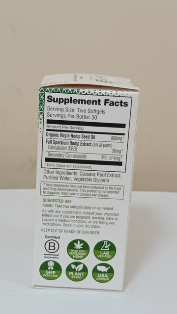 Nuleaf Naturals CBD Soothe Softgels - Broad Spectrum 舒缓软胶囊900mg 60粒