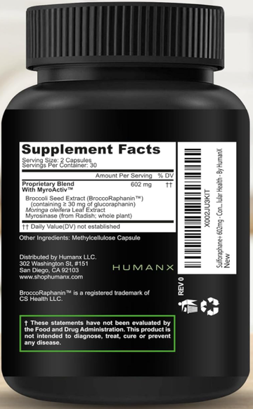 HUMANX Sulforaphane 301mg 60 Caps 萝卜硫素 每粒301mg 60粒