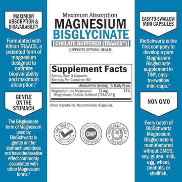 BioSchwartz Magnesium Bisglycinate 180ct 双甘氨酸镁 180ct