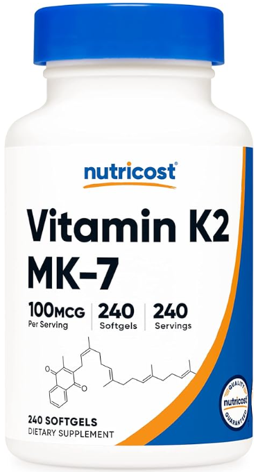 Nutricost Vitamin K2 100mcg 240 softgels, 维生素K2，240粒