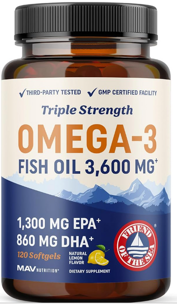 Triple Strength  Omega-3 Fish Oil -1300mg EPA 860mg DHA 120 Cap  欧米伽3 鱼油 120 粒