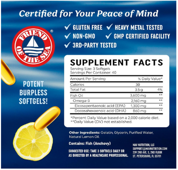Triple Strength  Omega-3 Fish Oil -1300mg EPA 860mg DHA 120 Cap  欧米伽3 鱼油 120 粒