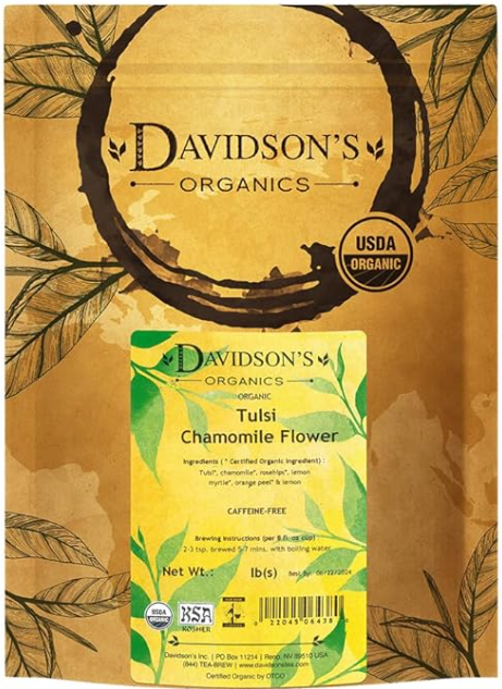 Davidson's Organic Tulsi Chamomile Flowers Tea 1 Lb 有机圣罗勒和洋甘菊混合茶(一磅）