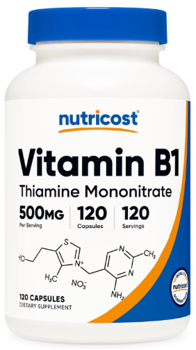 Nutricost Vitamin B1 Thiamine 硫胺素 500mg 120 Caps (120粒）